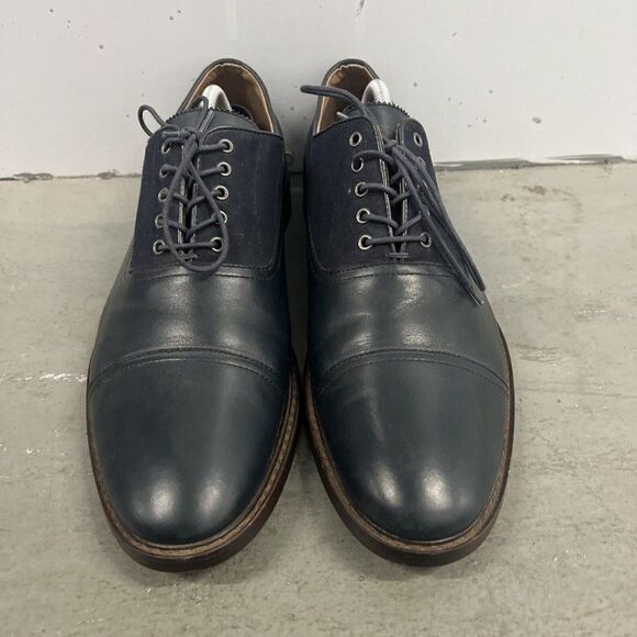 Aldo Mens Blue Cap Toe Leather Oxfords Dress Shoes Size 10.5 - Picture 5 of 9